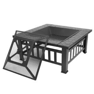 32 Inch Wrought Iron Square Black Firewood Brazier
