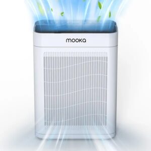 MOOKA TM06 White Air Purifiers For Home Large Room Pets Up To 2200 Sq Ft, H13 True HEPA Air Purifier Cleaner, Fragrance, Air Purifier For Bedroom Wildfire Smoke Pet Dust Pollen Odor
