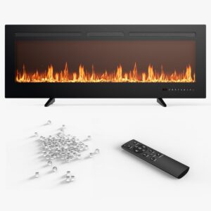 Electric Fireplace, 1500W-750W Wall Mount Or Recessed Fireplace Insert And Freestanding, Electric Fireplace Heater With Remote Control